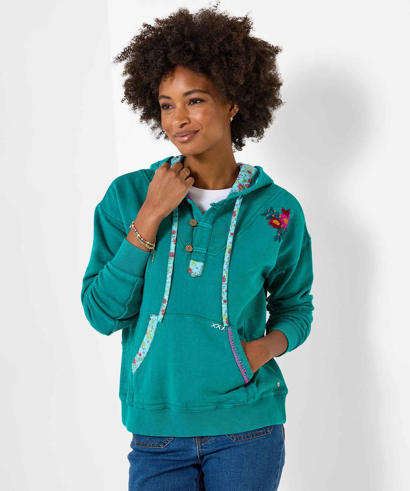 Sweat à Capuche à Broderie Florale Freya, JOE BROWNS