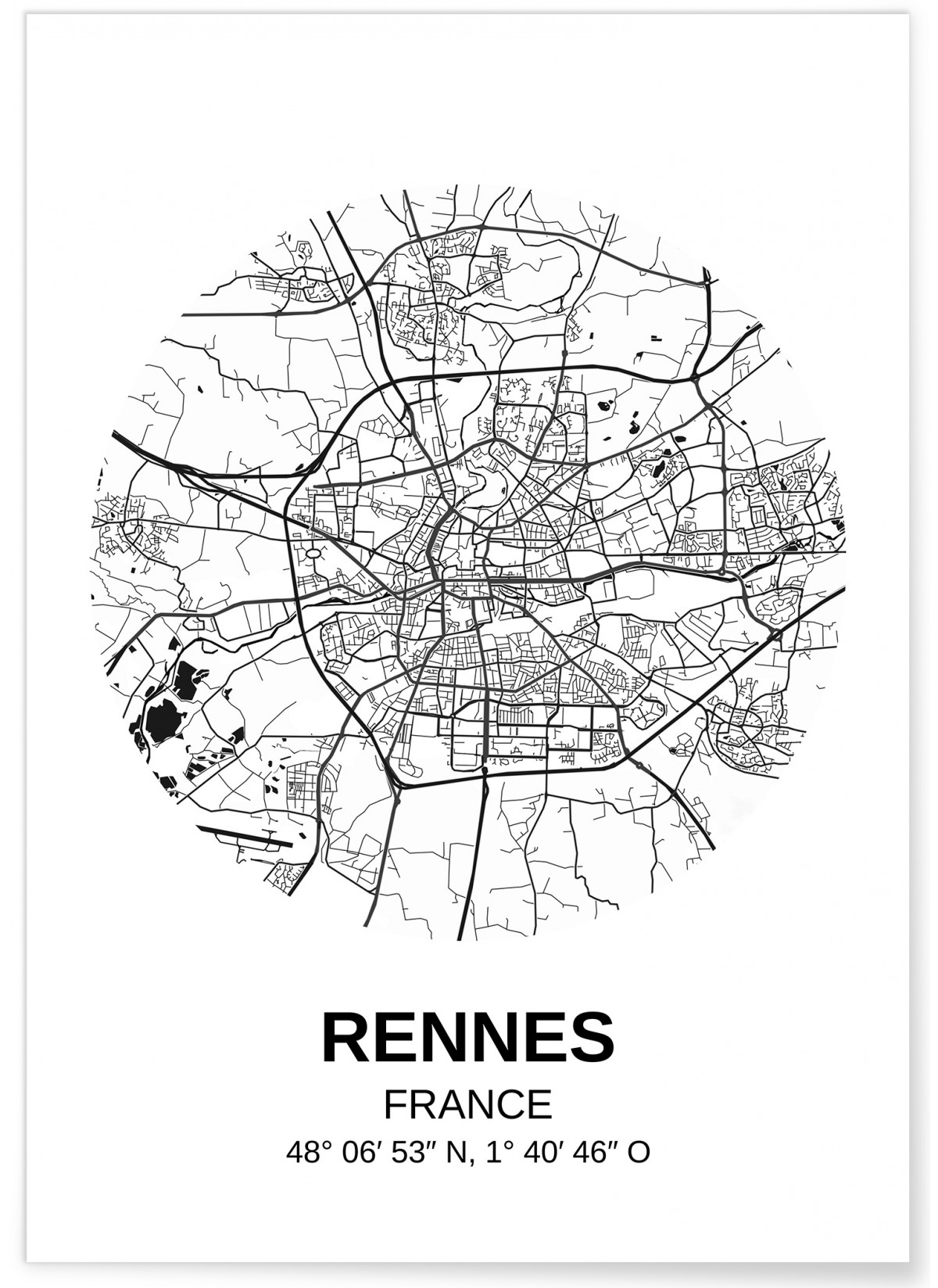 Affiche Carte Rennes, L'AFFICHERIE