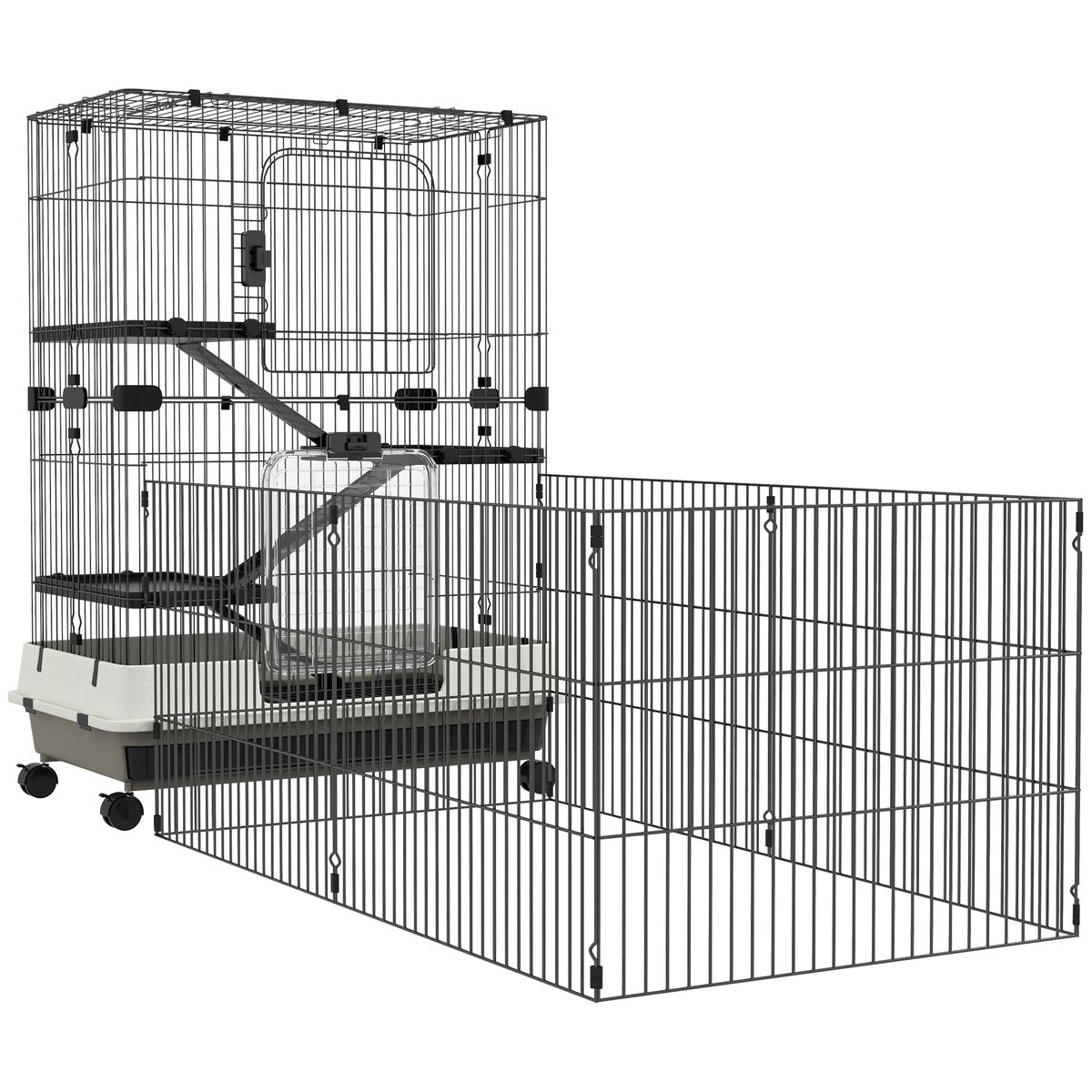 Cage Avec 1 Porte - Xxl - Noir - 122x84x76cm - Cage en métal Chien -  Logement et couchage Dog Fantasy