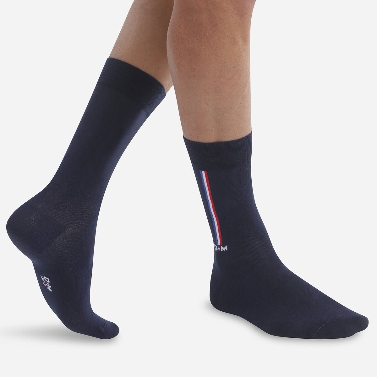 Image of Pair of Crew Socks in Combed Cotton Mix with Flag Logo
