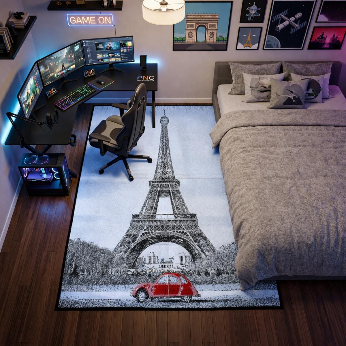 Tapis salon et chambre tissé motif fresque PARIS, UN AMOUR DE TAPIS
