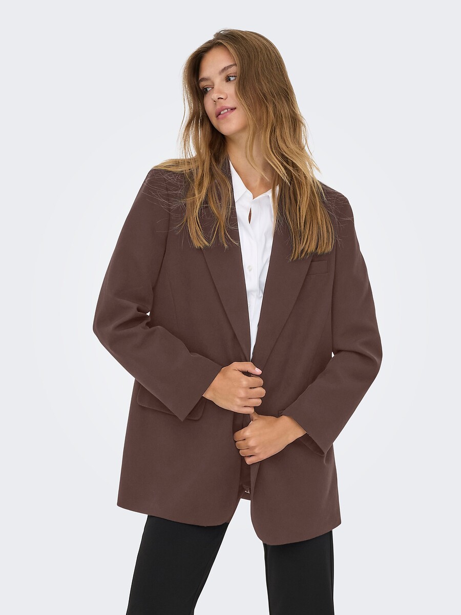 Long Sleeve Blazer with Leopard Print Lining, ONLY
