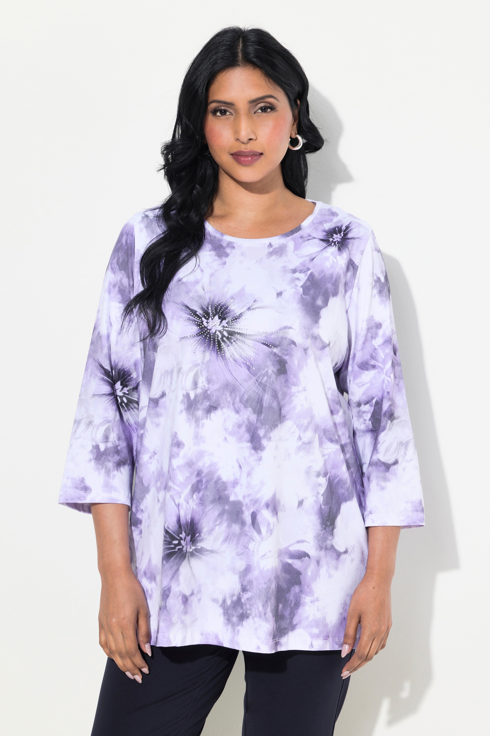 T-shirt en coton Pima, manches 3/4 et rond, ULLA POPKEN