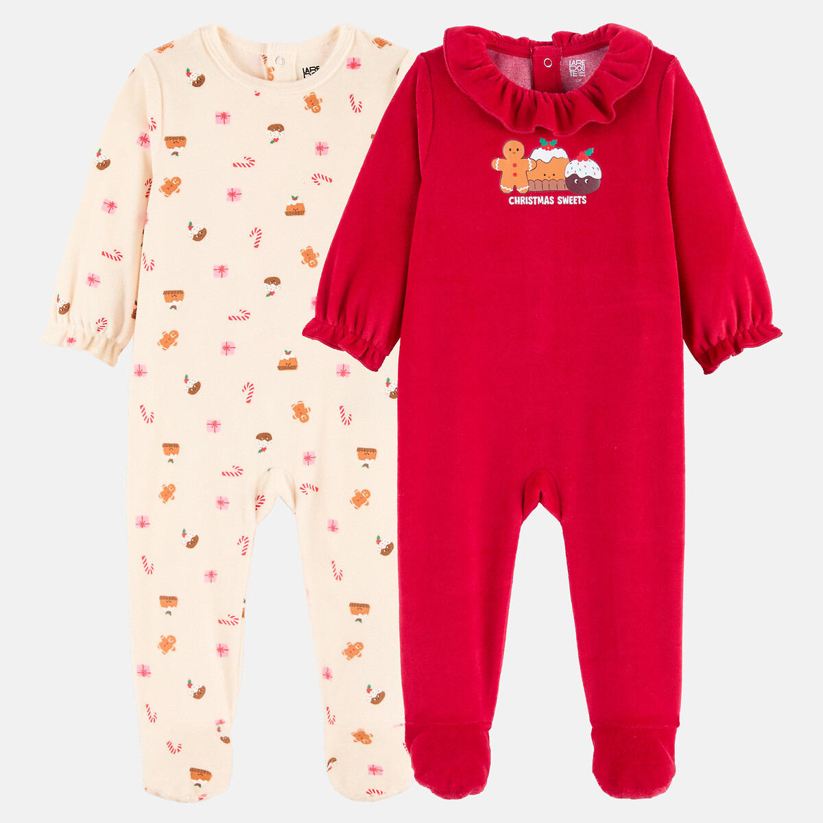 Lot de 2 pyjamas en velours, ouverture dos, thème Noël, LA REDOUTE COLLECTIONS
