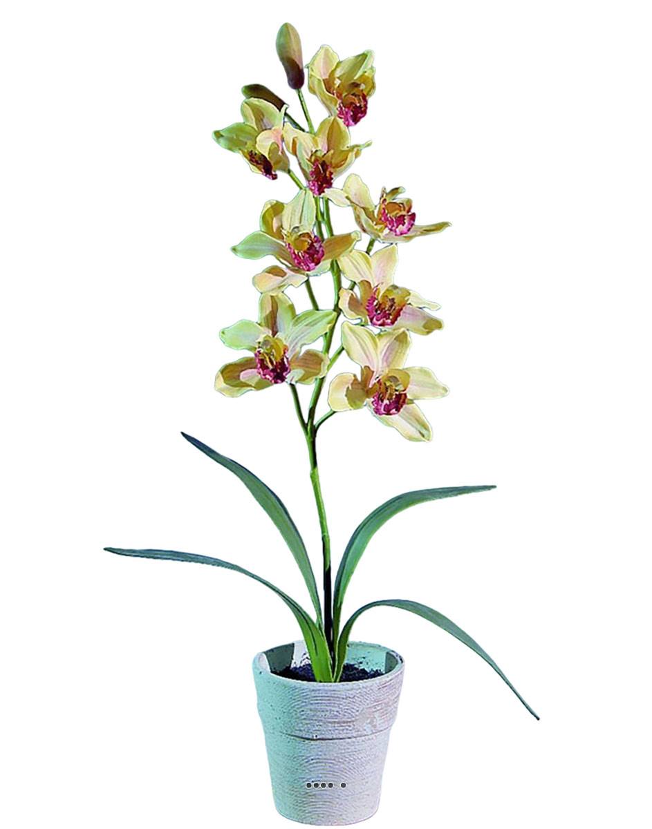 Grande orchidée artificielle en pot H 68 cm, ARTIFICIELLES