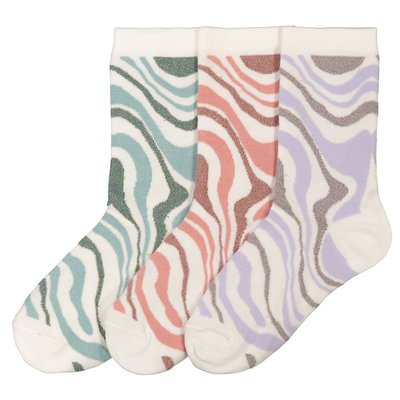 Pack of 3 Pairs of Crew Socks in Zebra Print LA REDOUTE COLLECTIONS