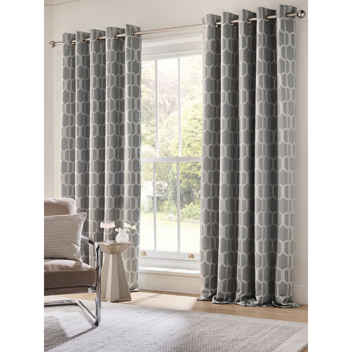 Rideaux à œillets en jacquard luxe evie, NEXT