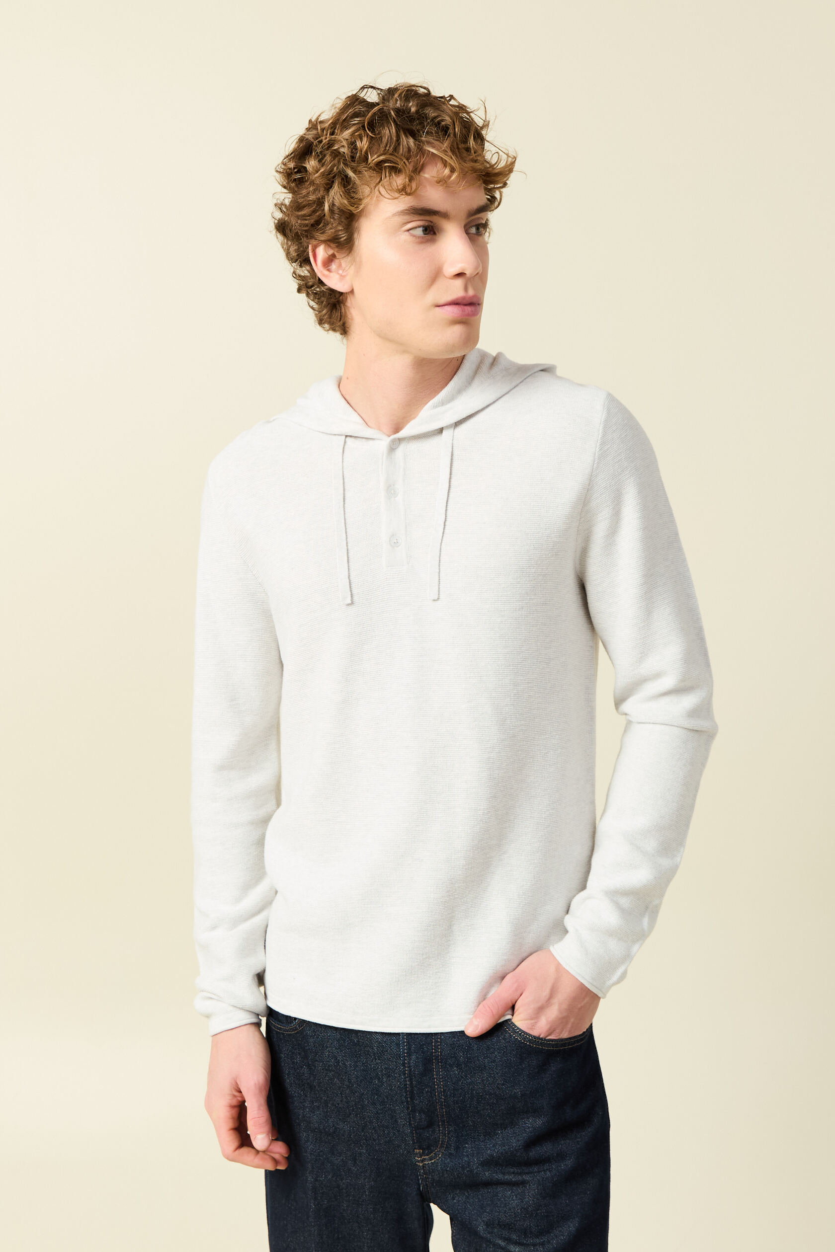 Pull fin en coton à capuche, BONOBO
