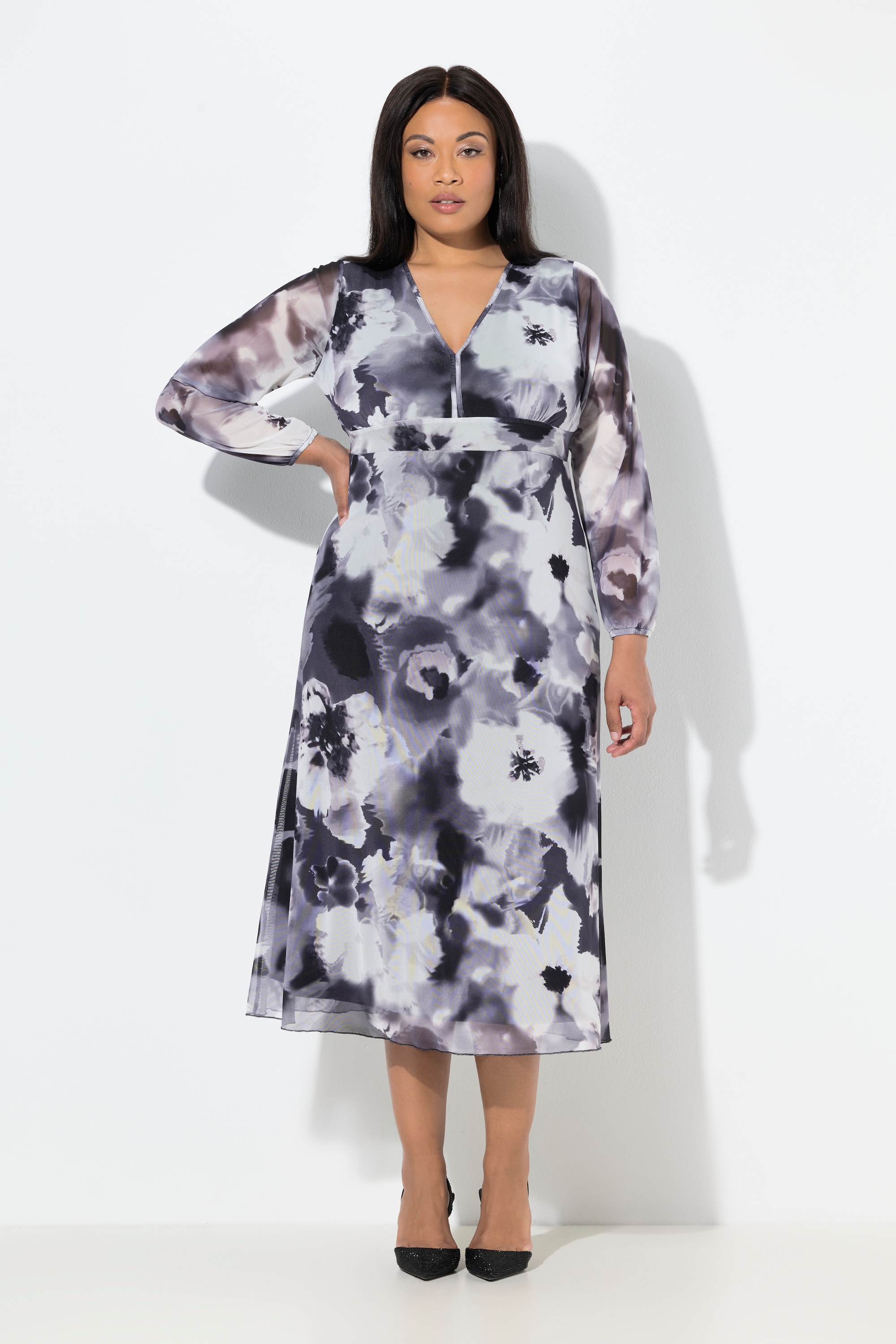 Robe maxi en tulle, motif à fleurs, ULLA POPKEN