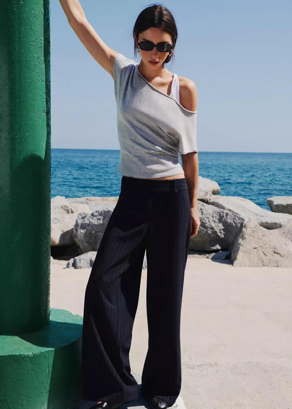 Pantalon taille basse à rayures tennis, MANGO TEEN