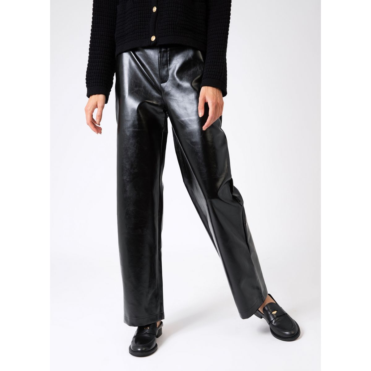 Pantalon simili cuir kaki hot sale