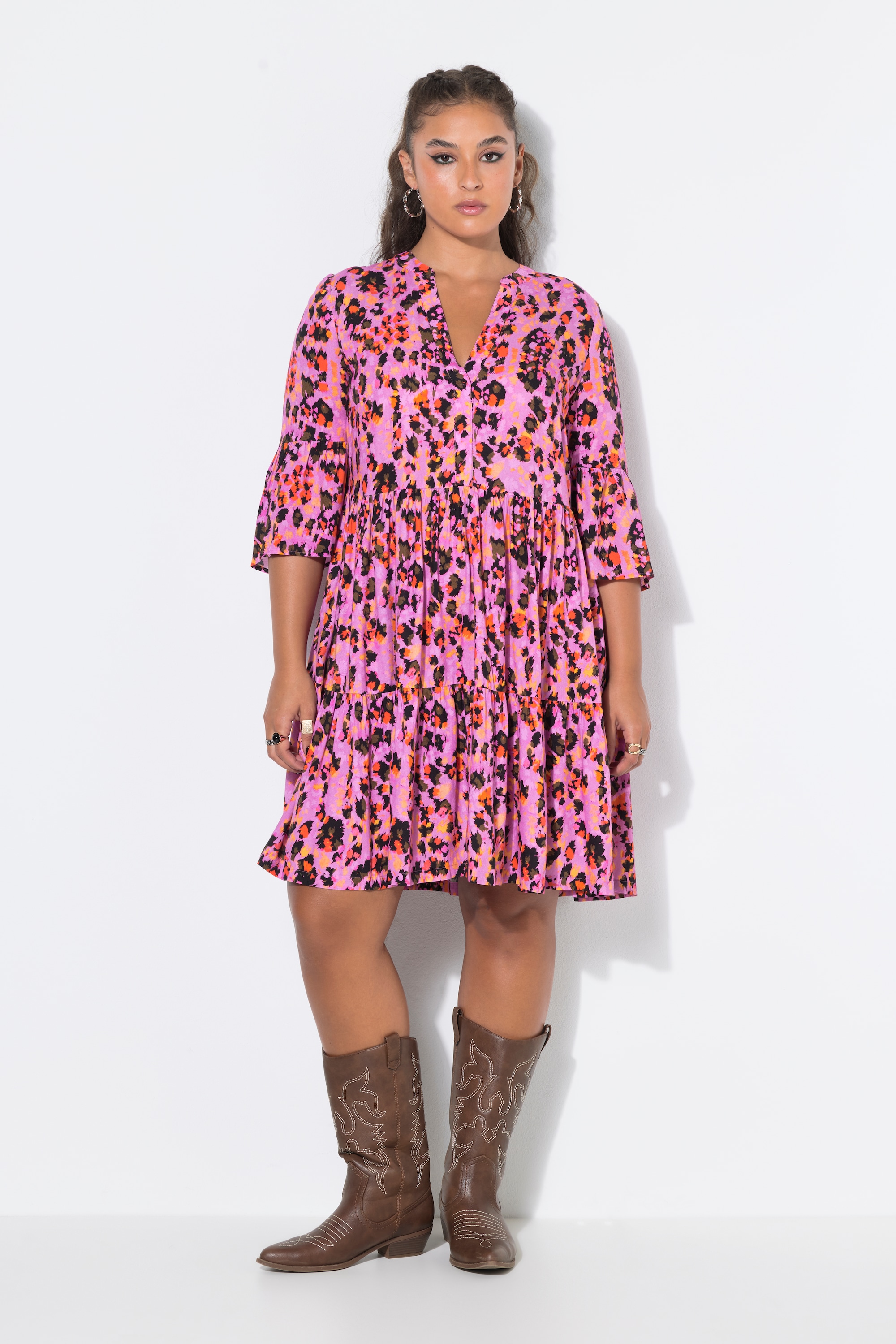 Robe courte et évasée, motif léopard coloré, STUDIO UNTOLD