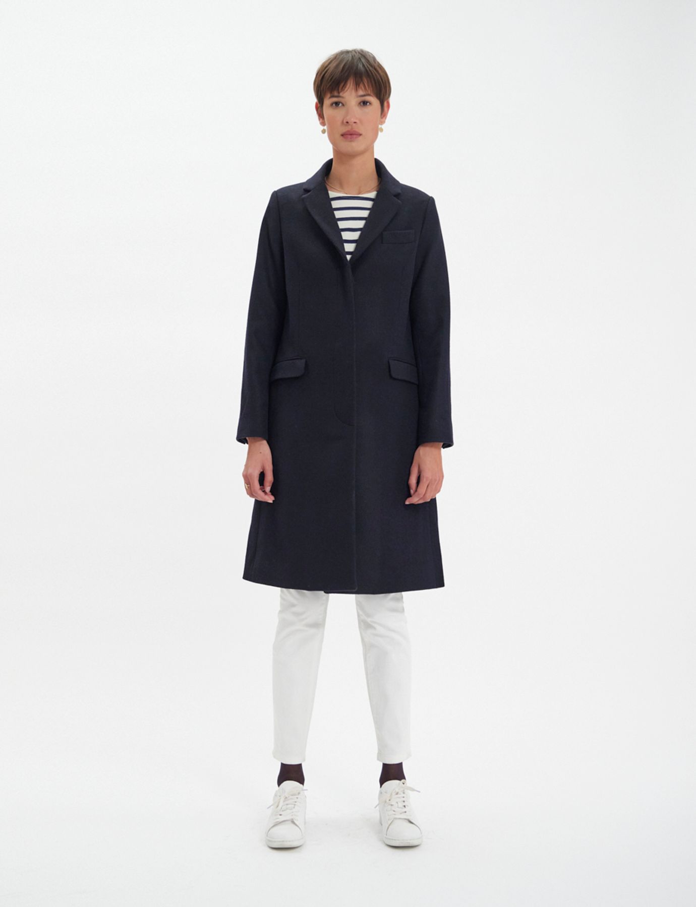 Manteau en lainage à chevrons franck, INES DE LA FRESSANGE PARIS
