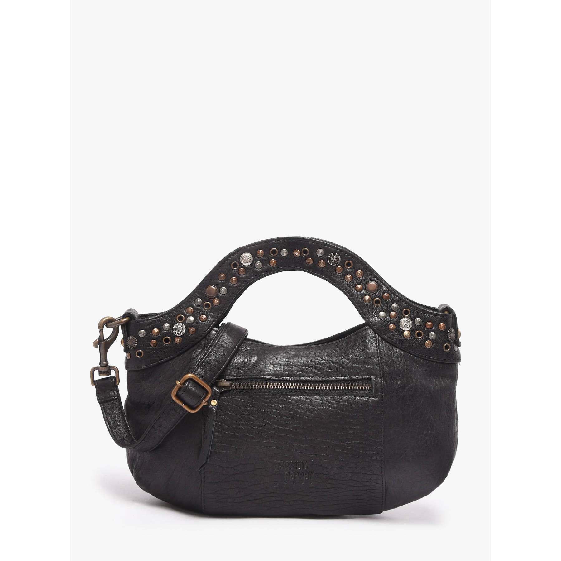 Sac bandoulière Brooklyn cuir, BASILIC PEPPER