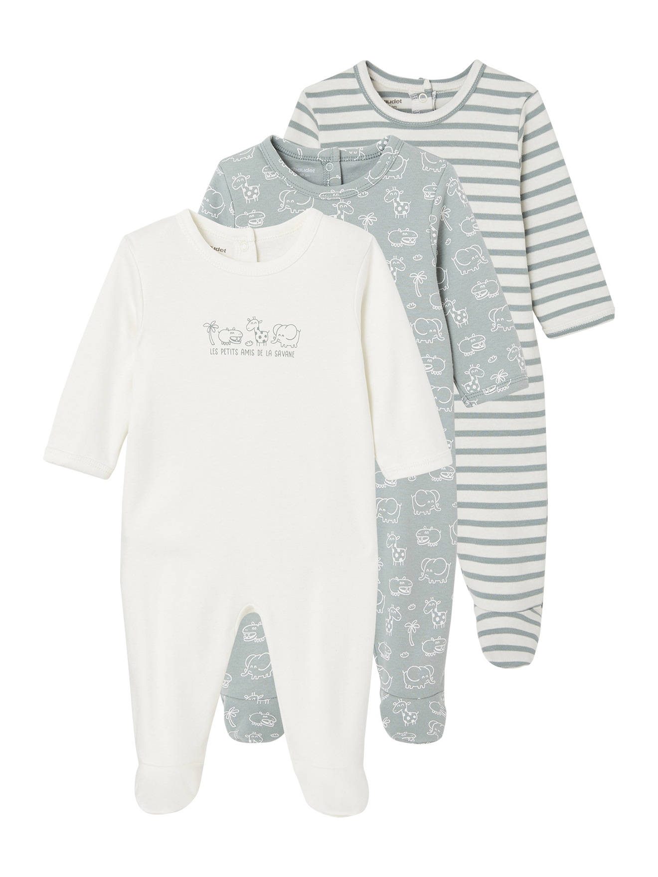 Lot de 3 dors-bien en interlock BASICS, VERTBAUDET