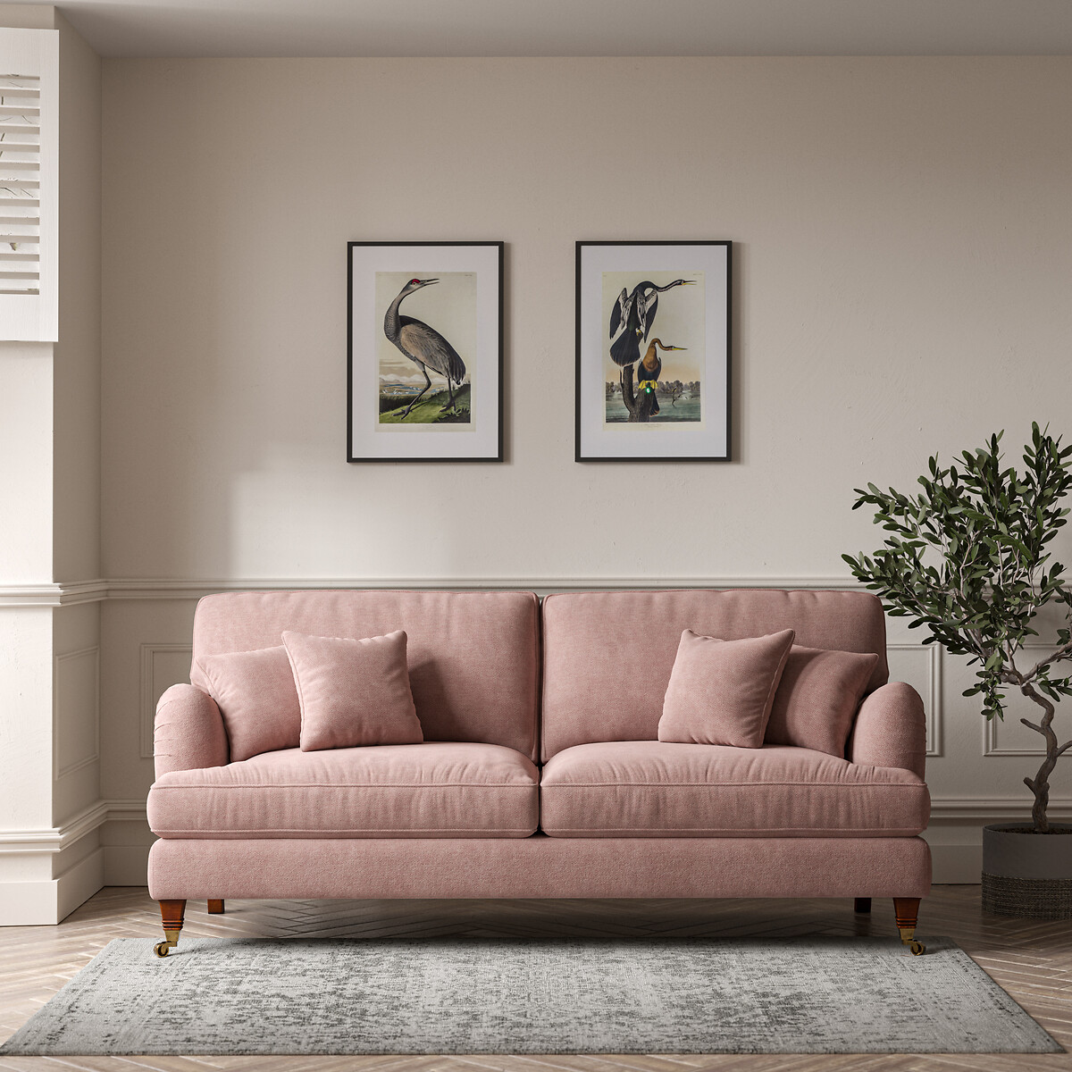 Emeline Soft Brushed 4 Seater Sofa with Castor Legs, ÉDITÉ