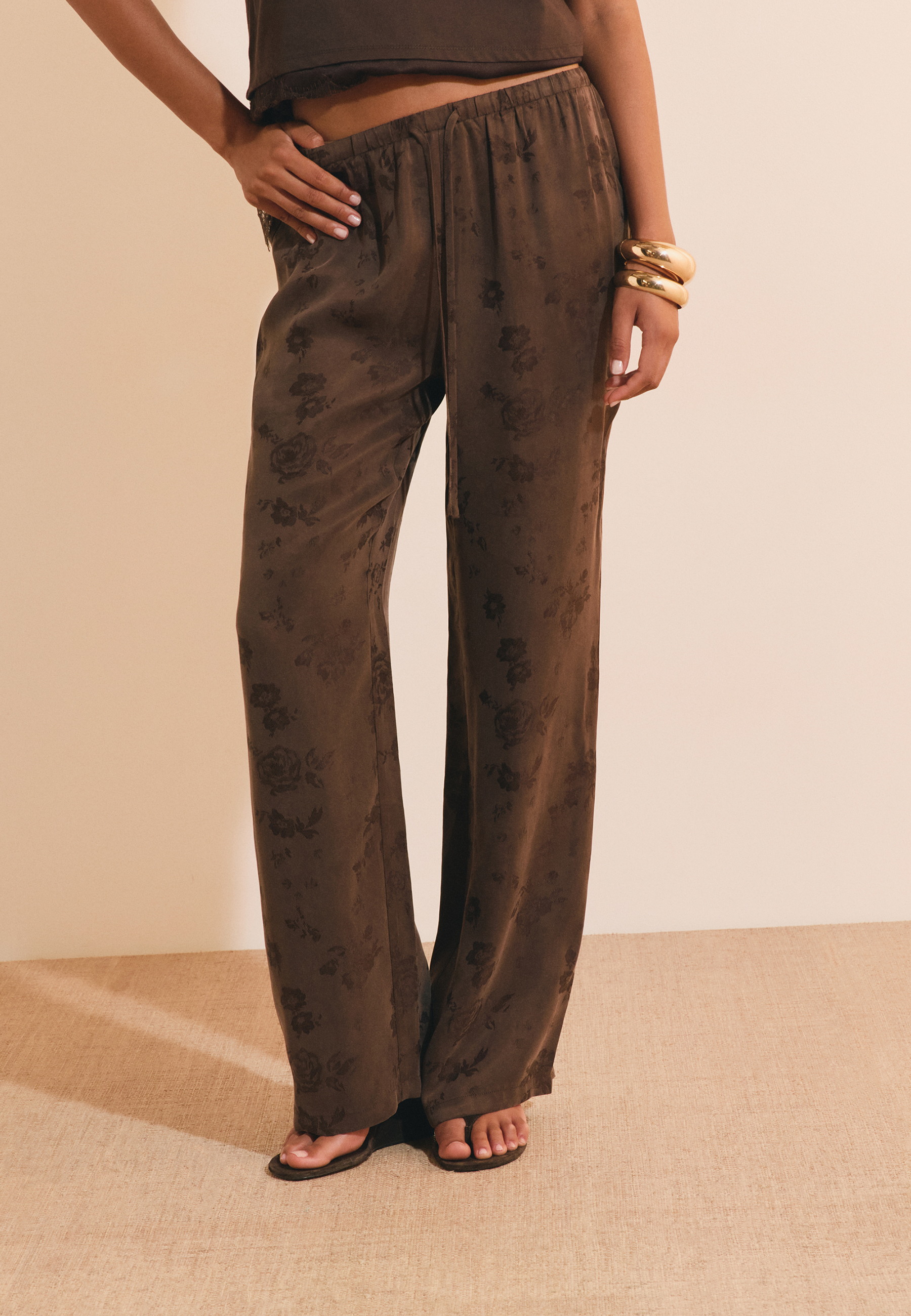 Pantalon fluide à motifs avec taille élastiquée HINI, ETAM
