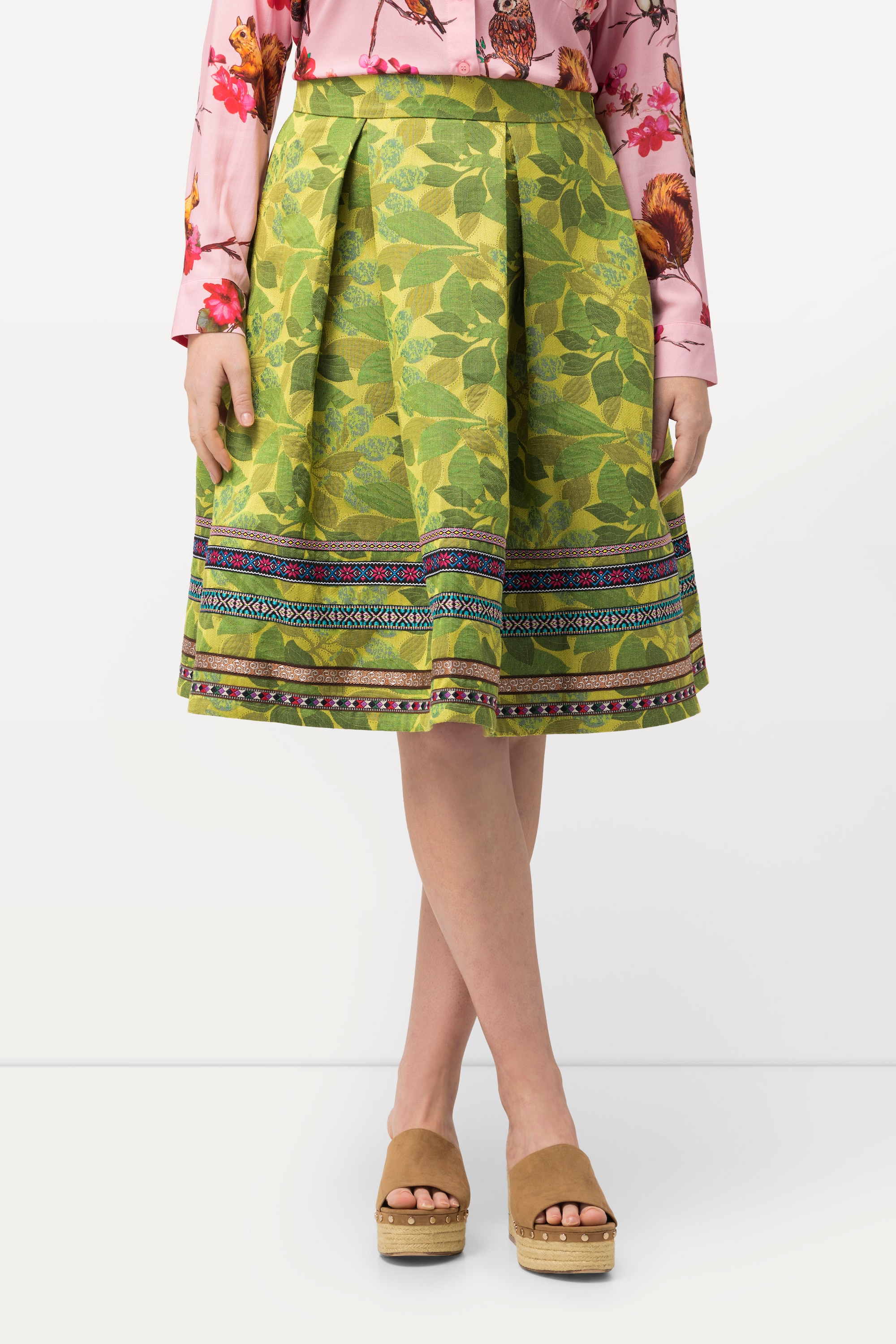 Jupe, coupe évasée, motif floral Jacquard, ULLA POPKEN