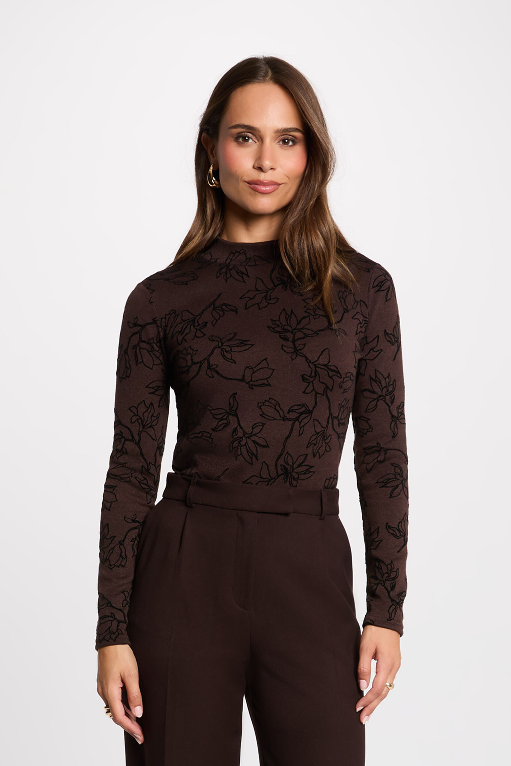 Tee-shirt marron manches longues, MORGAN