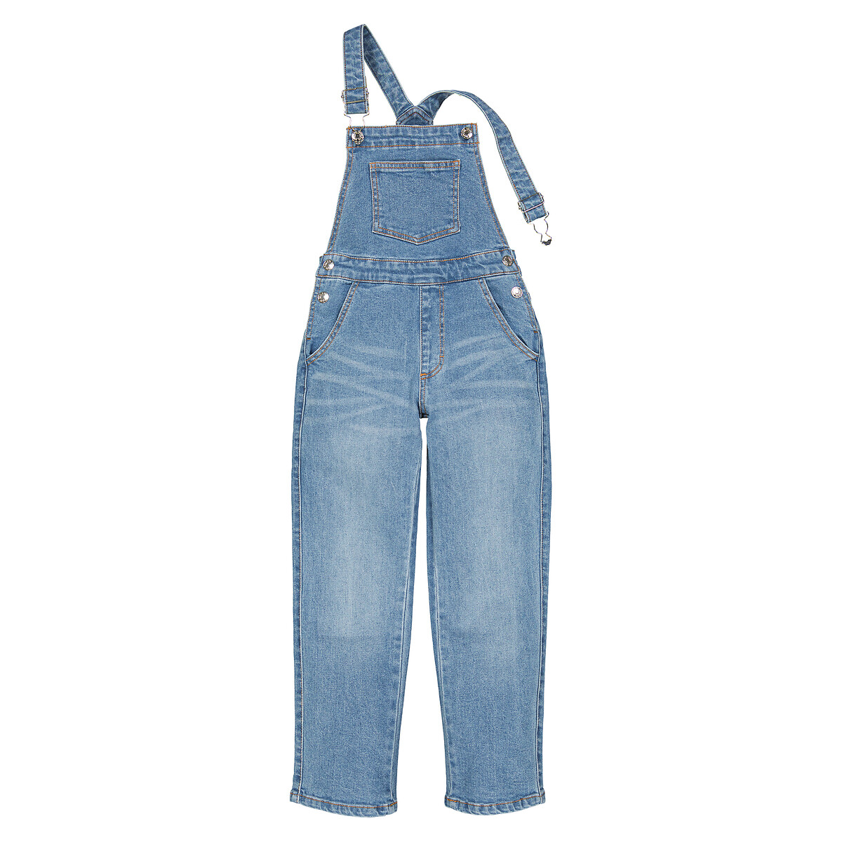 Denim dungaree dress, 3-12 years, double stonewashed, La Redoute