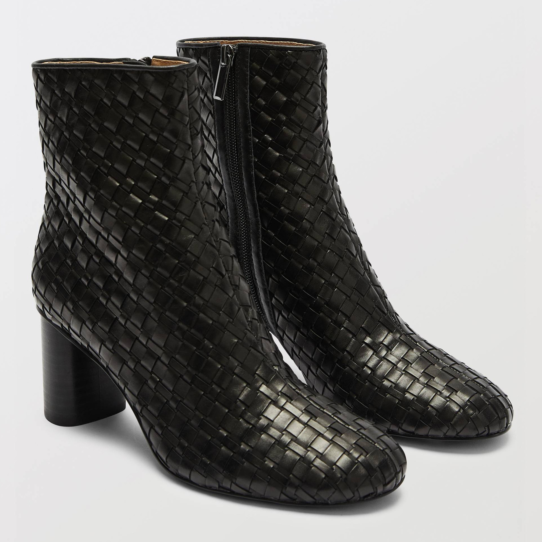 Bottines à talon en cuir, MONOPRIX