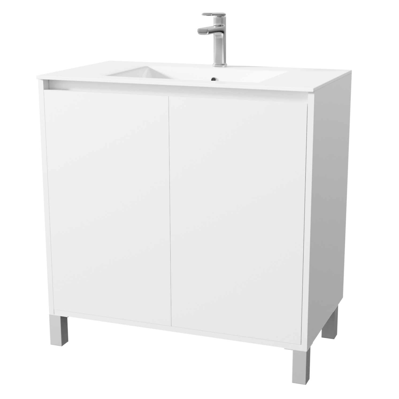 Meuble de salle de bains sur pieds avec 2 portes et vasque, HOME MAISON