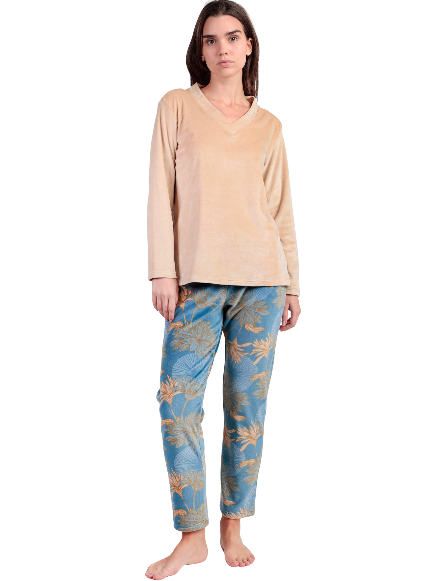 Pyjama pantalon top col V Oriental, ADMAS