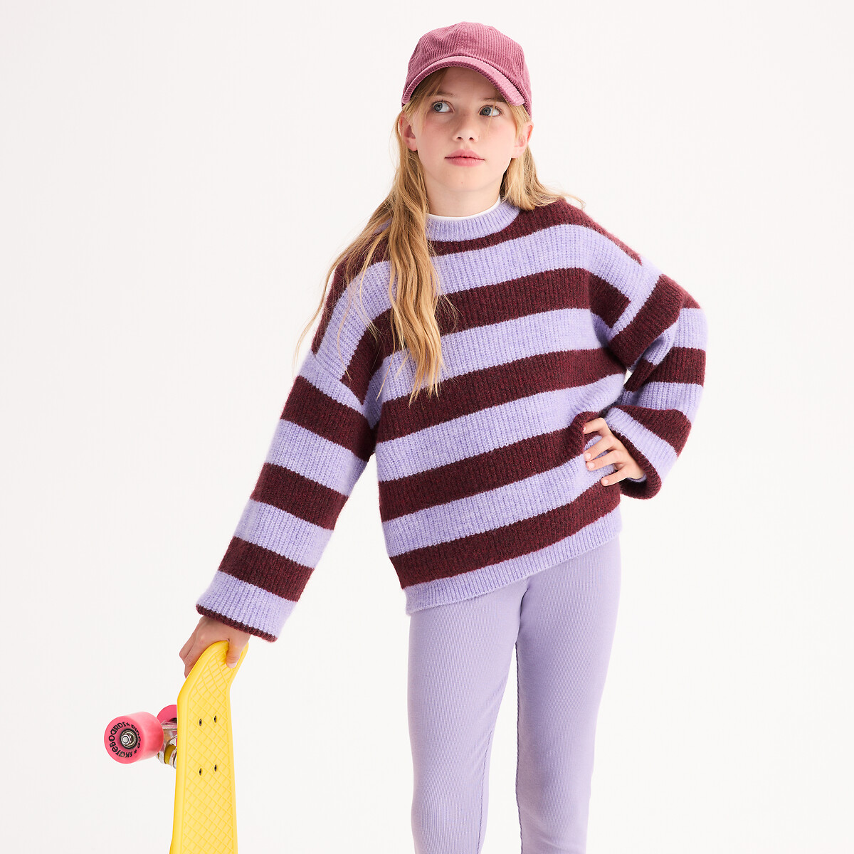Striped Chunky Knit Jumper with Crew Neck, LA REDOUTE COLLECTIONS