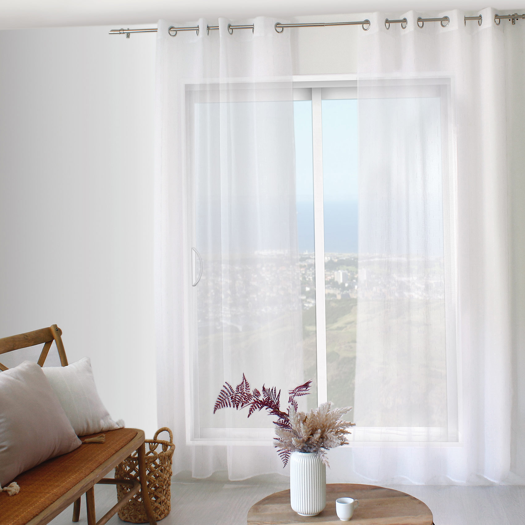 Voilage aux fils tissés argentés, HOME MAISON