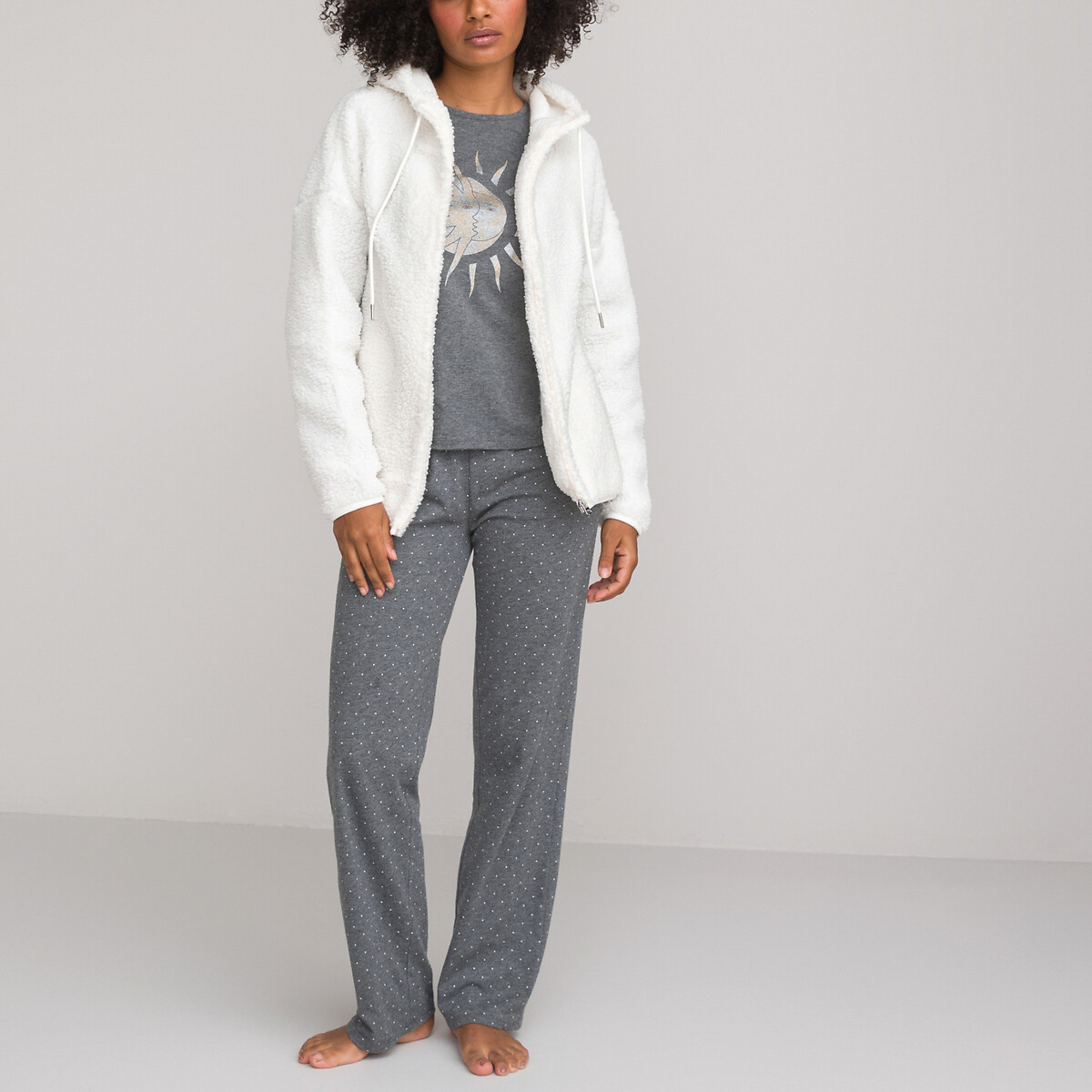 Cotton 3-Piece Pyjamas with Fleece Jacket