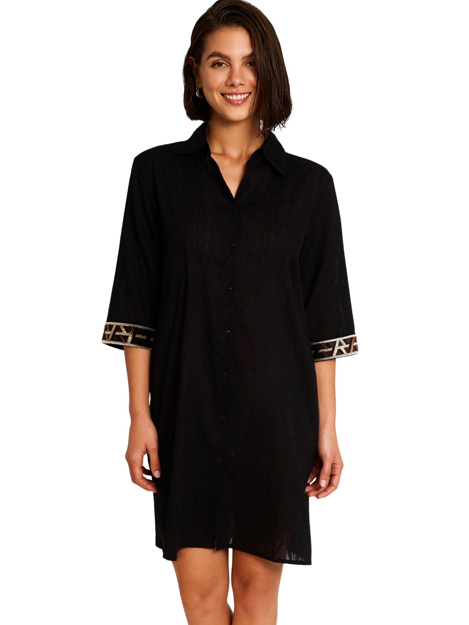 Robe chemise de plage manches mi-longues DUNA, SELMARK MARE