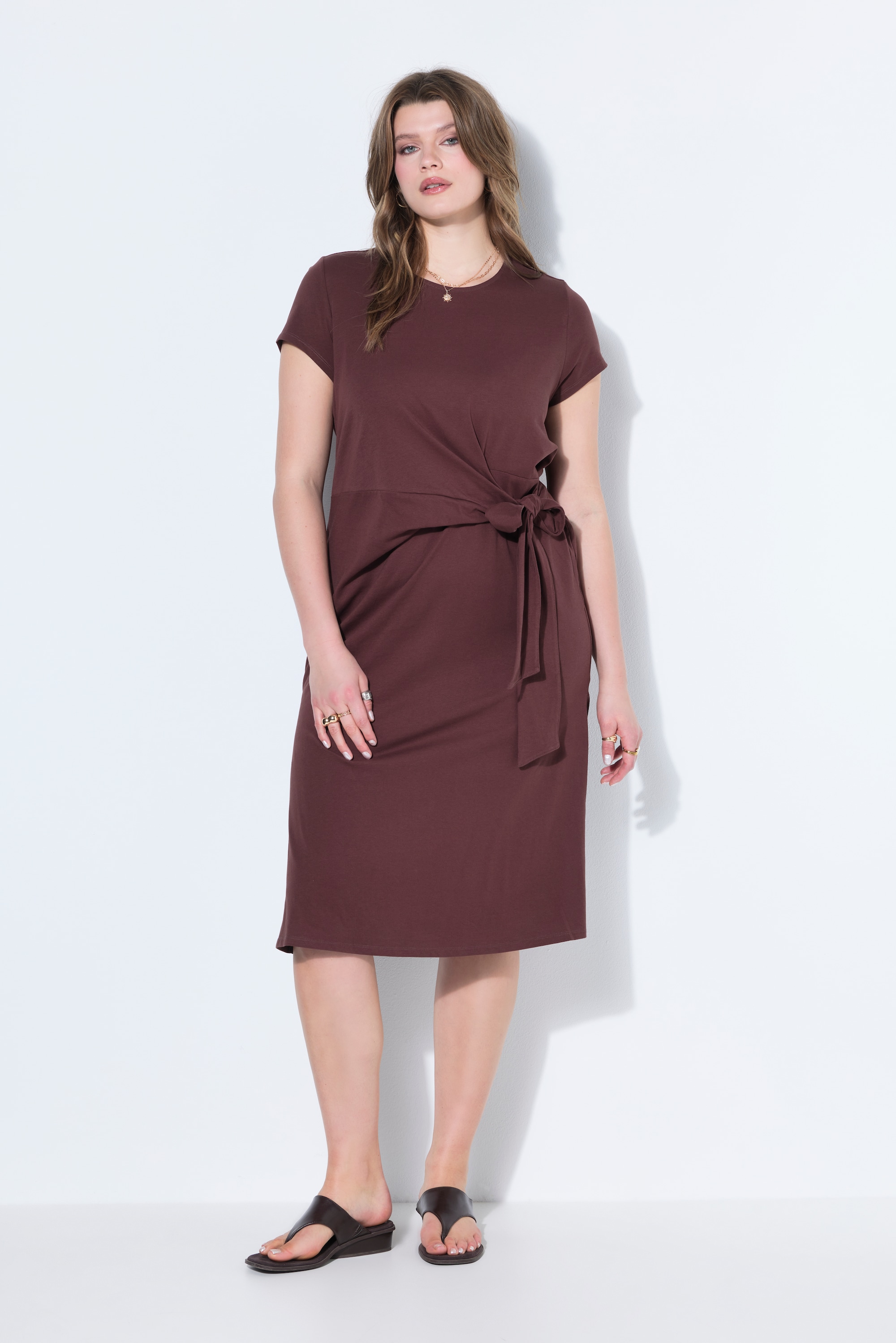 Robe midi en jersey évasée, drapé, STUDIO UNTOLD