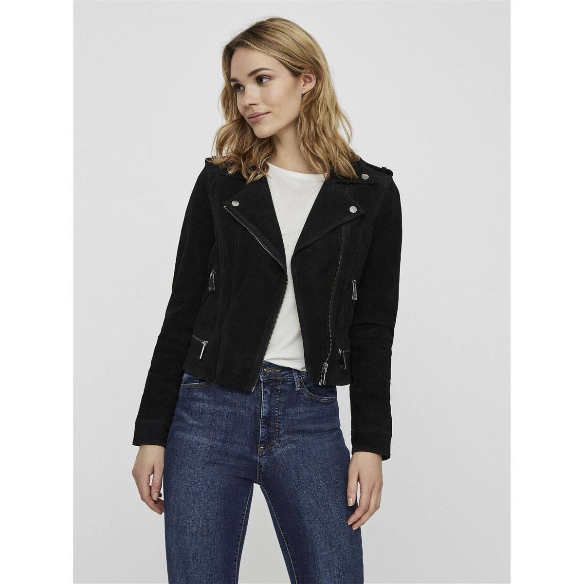 Veste daim 2025 femme noir