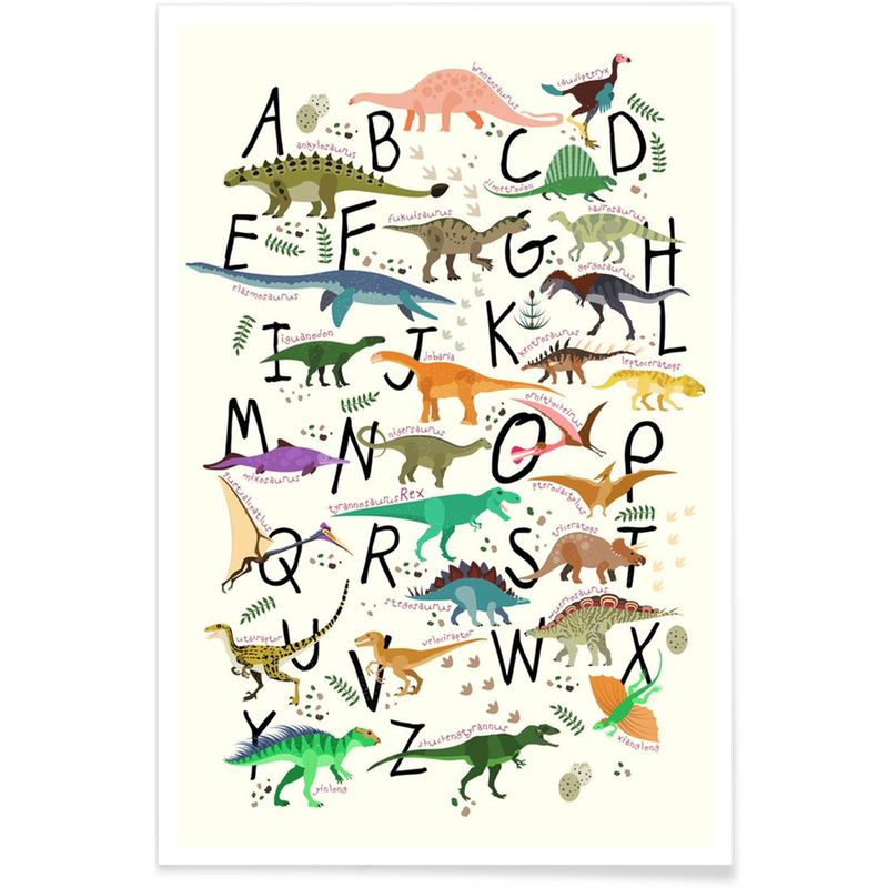 Mappemonde des animaux (anglais) de Kidz Collection en poster, tableau sur  toile et plus