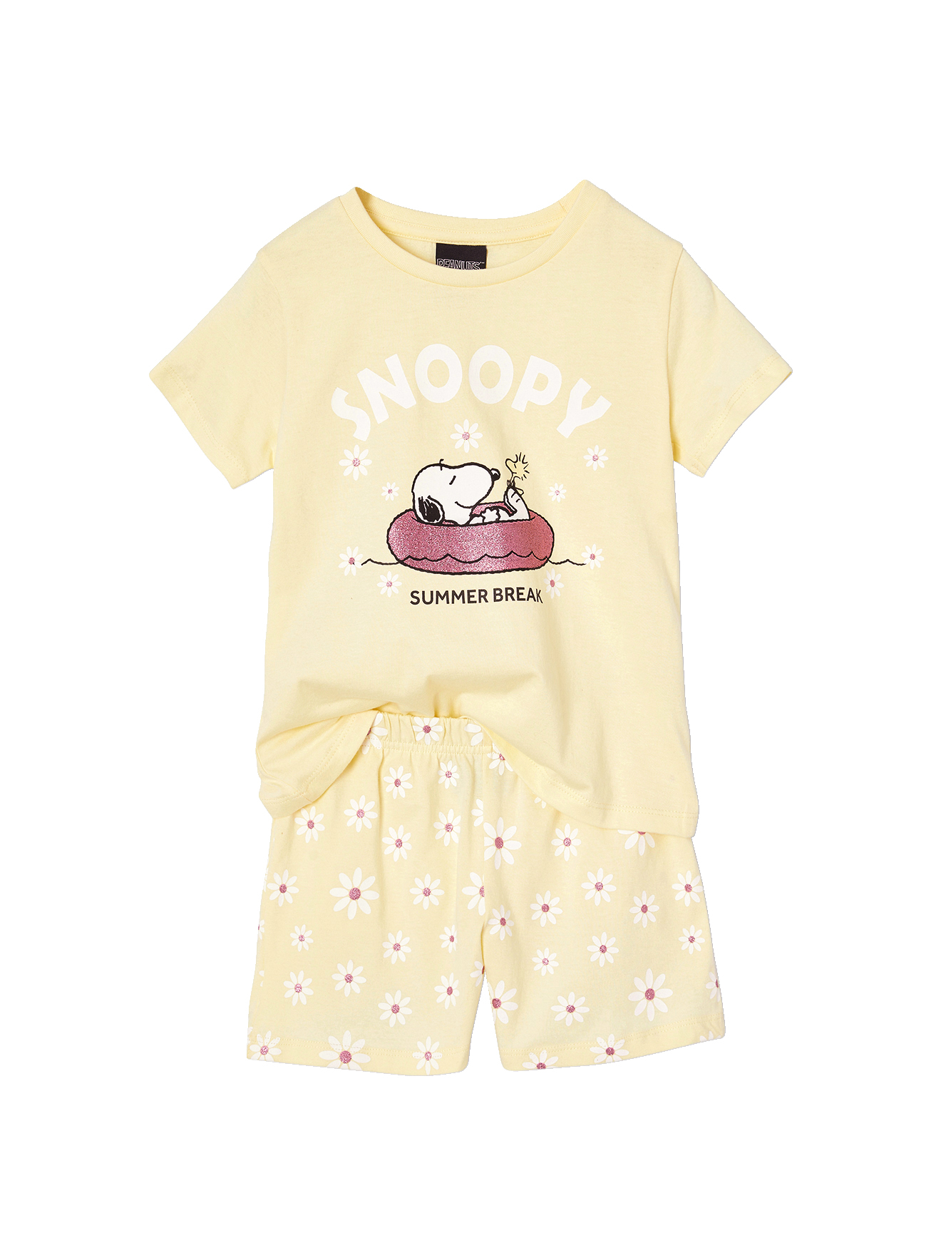 Pyjashort Snoopy Peanuts® marguerites, VERTBAUDET