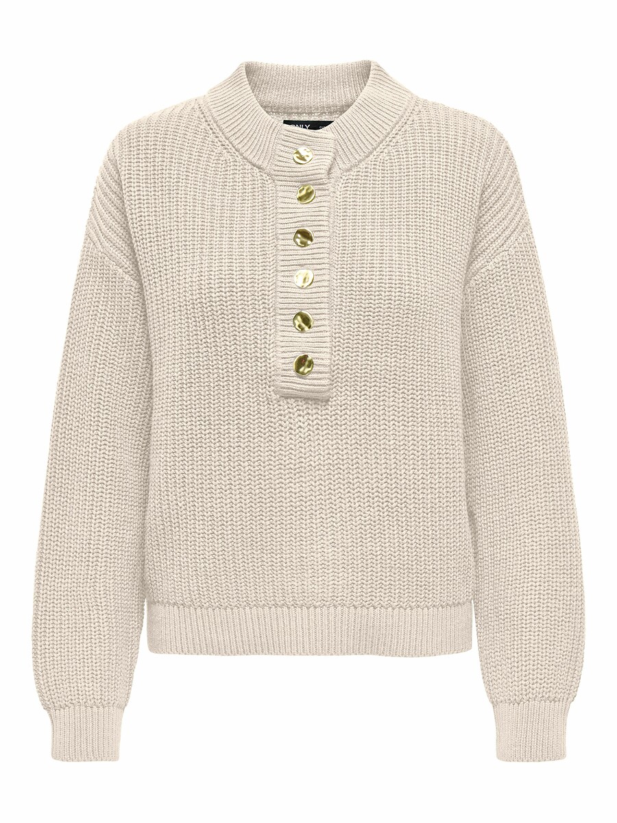 Pull col montant avec boutons dorés, ONLY