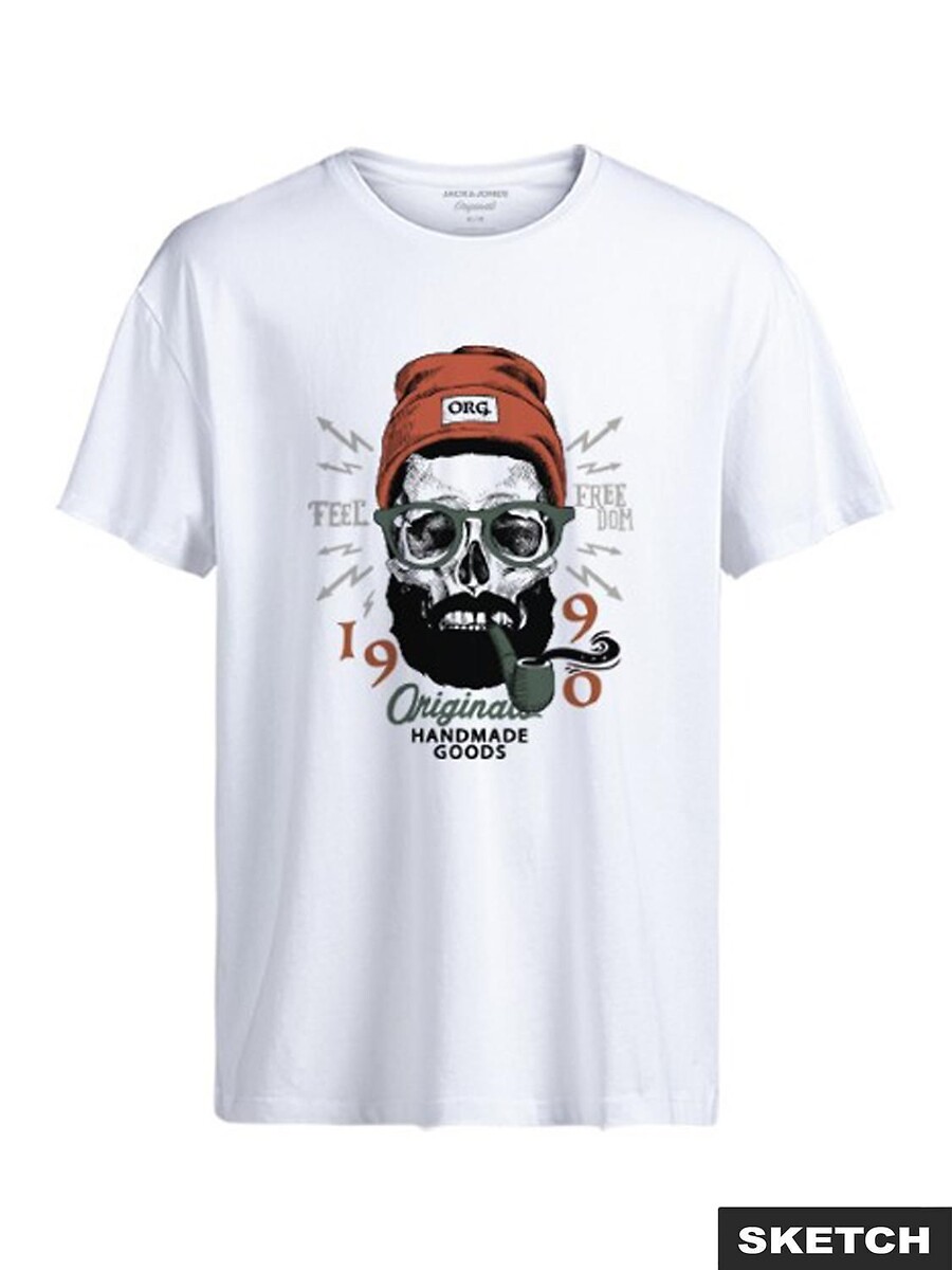 T-shirt graphique à motif tête de mort, JACK & JONES