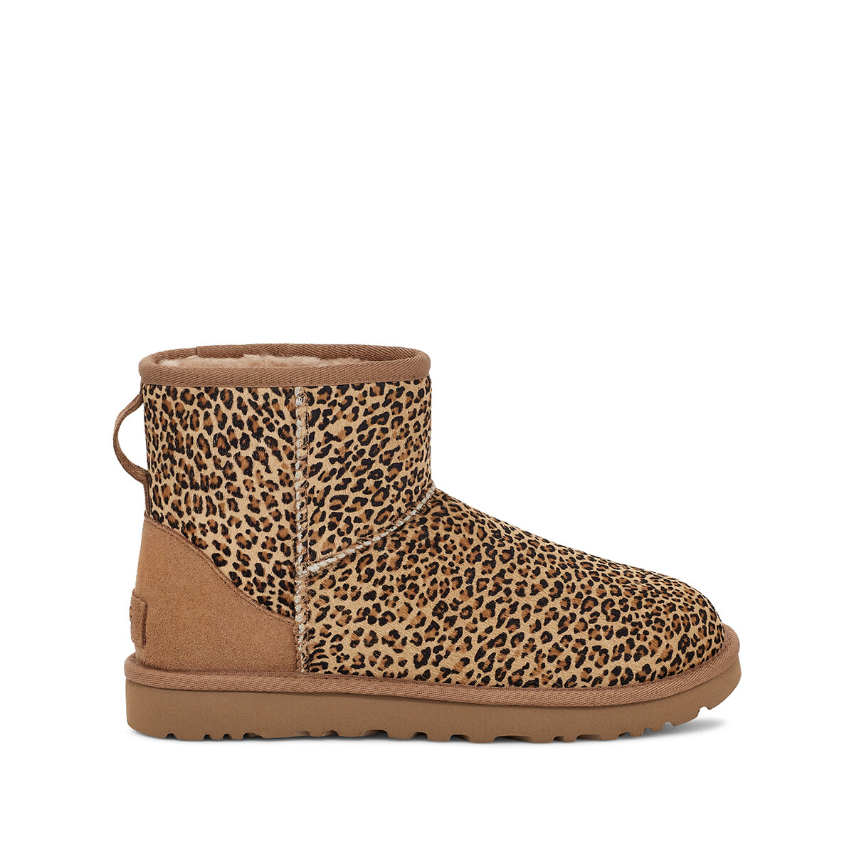 W Classic Mini Speckles Ankle Boots in Leopard Print Suede with Faux Fur Lining