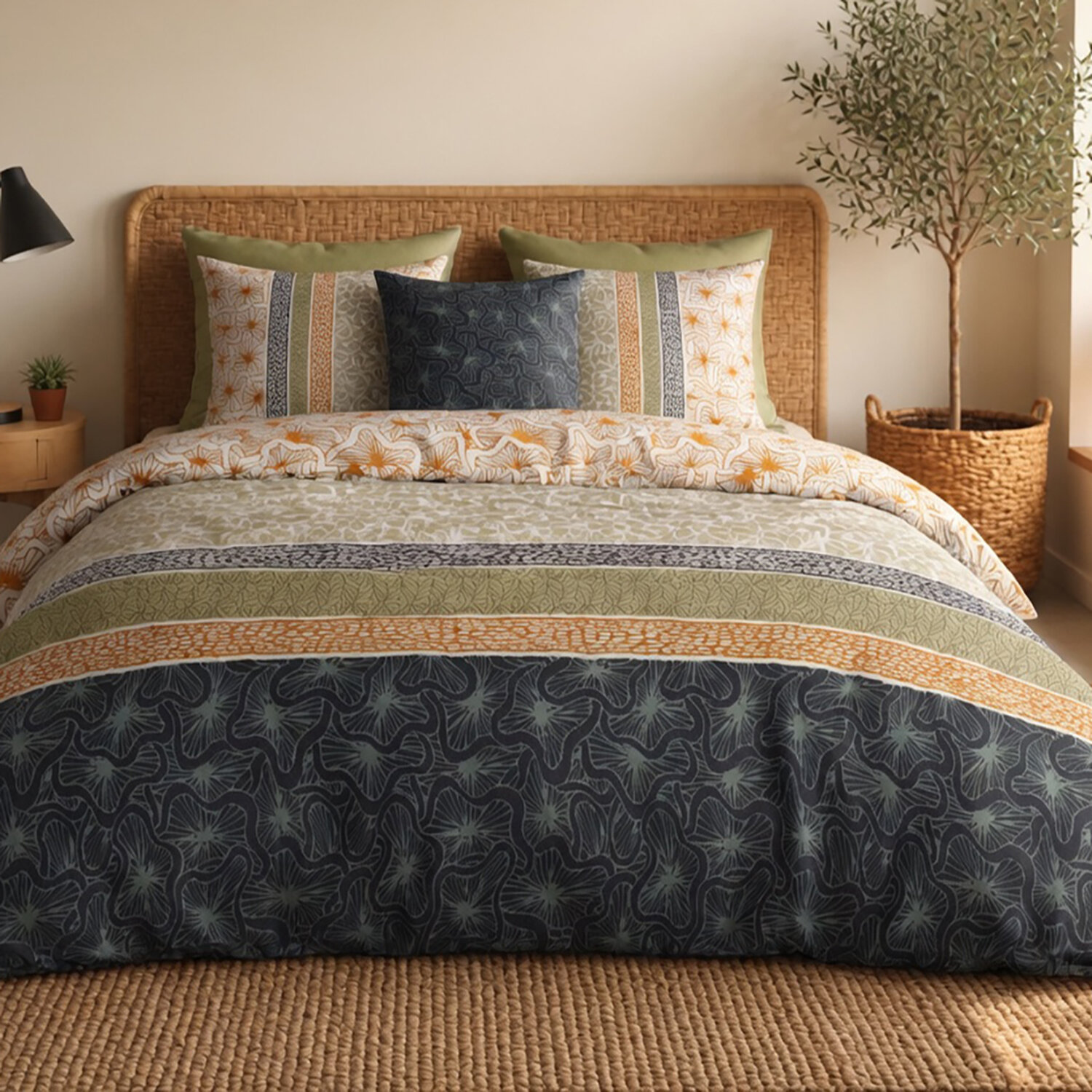 Parure housse de couette en coton imprimée, Bella, ATELIER DU COTON