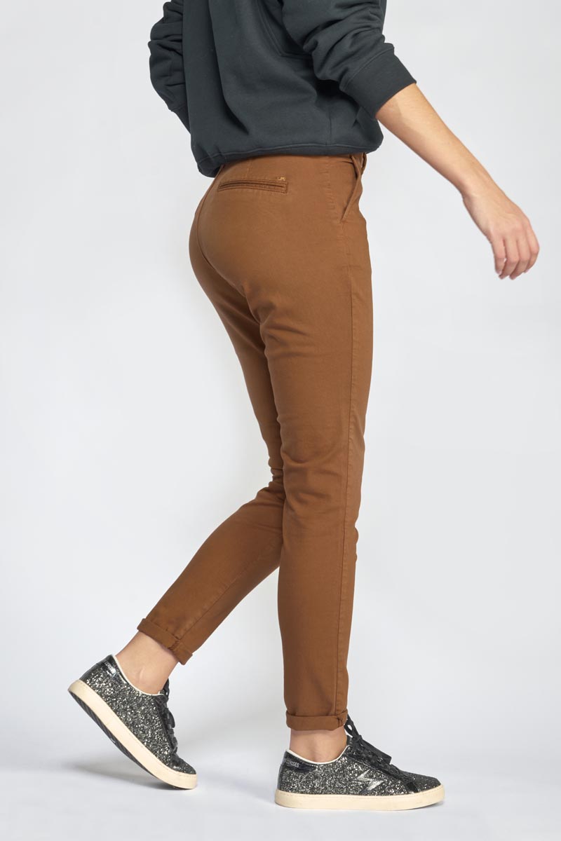 Pantalon chino marron femme hotsell