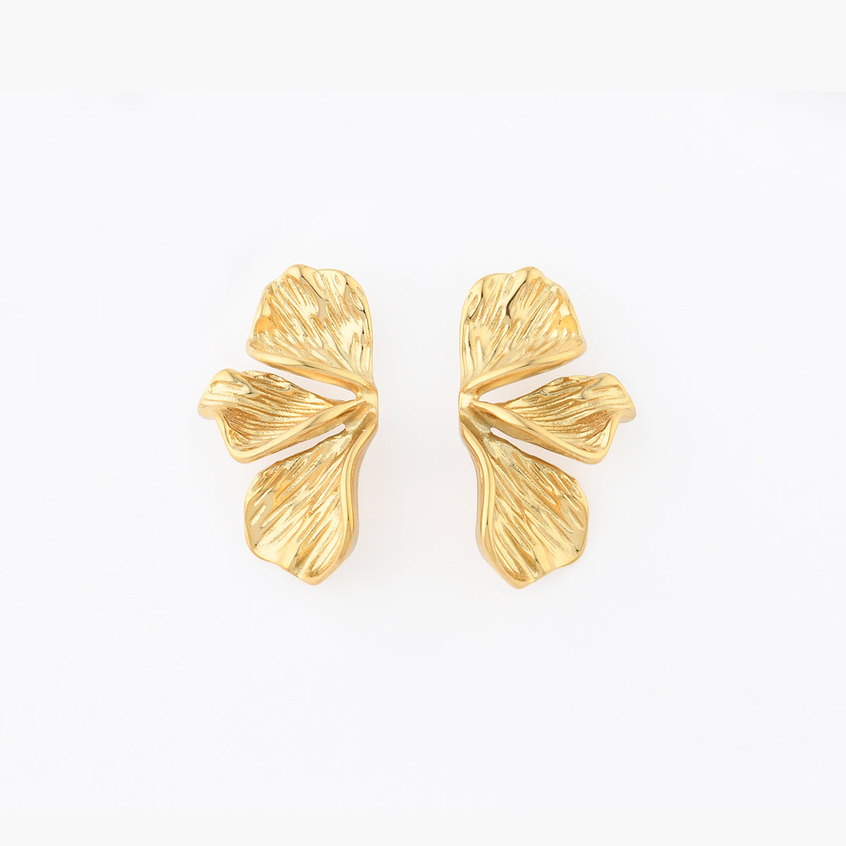 Boucles d'oreilles demi-feuilles acier inoxydable, BALABOOSTE