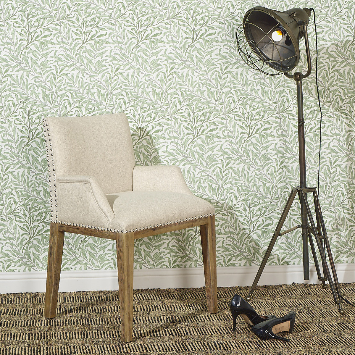 Fauteuil de table style contemporain en bois massif et tissu polyester effet lin KENZA, ROBIN DES BOIS