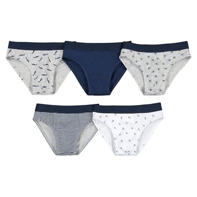 5er-Pack Slips aus Baumwolle mit Hai-Print LA REDOUTE COLLECTIONS