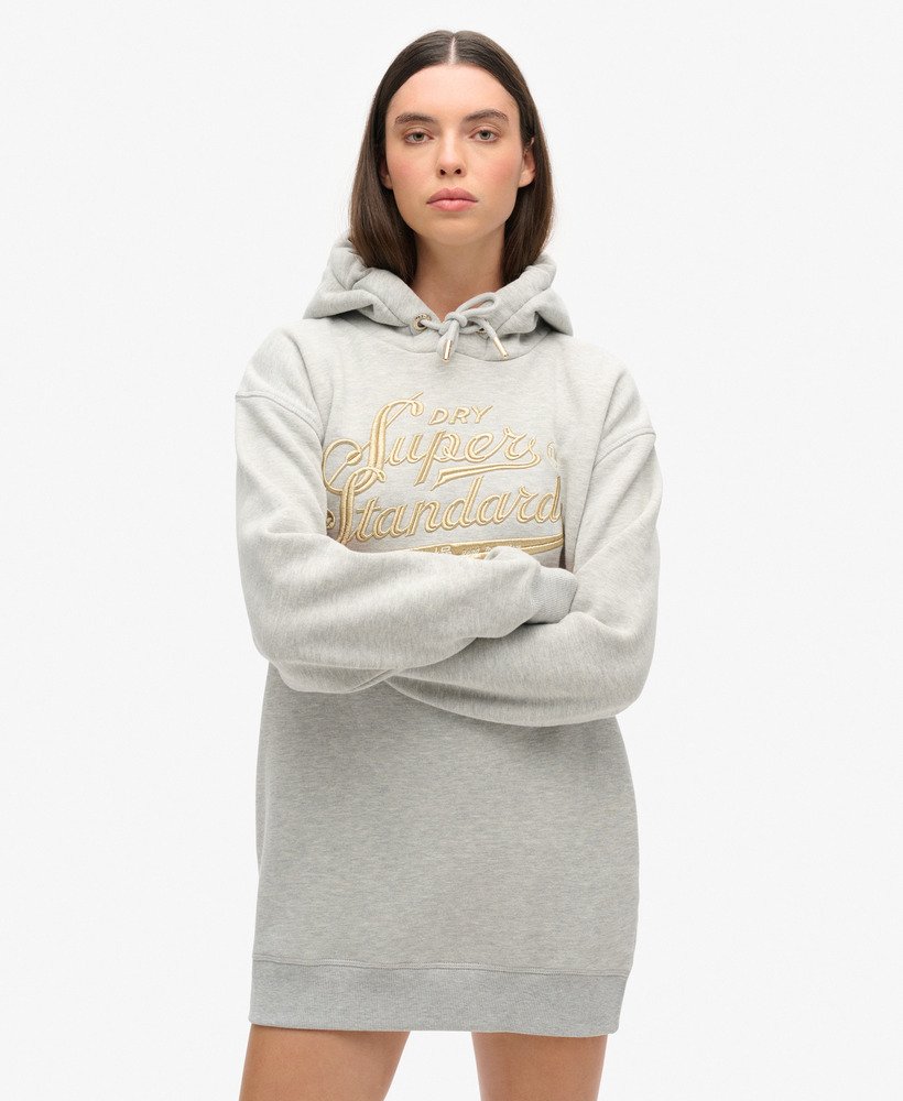 Robe à capuche et logo métallisé Luxe, SUPERDRY