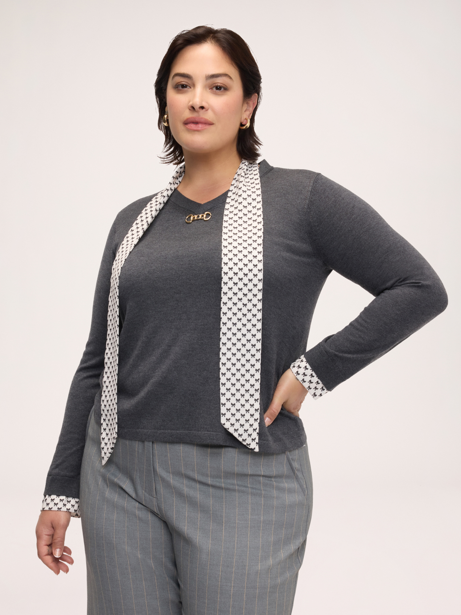 Pull avec écharpe intégrée imprimée, FIORELLA RUBINO