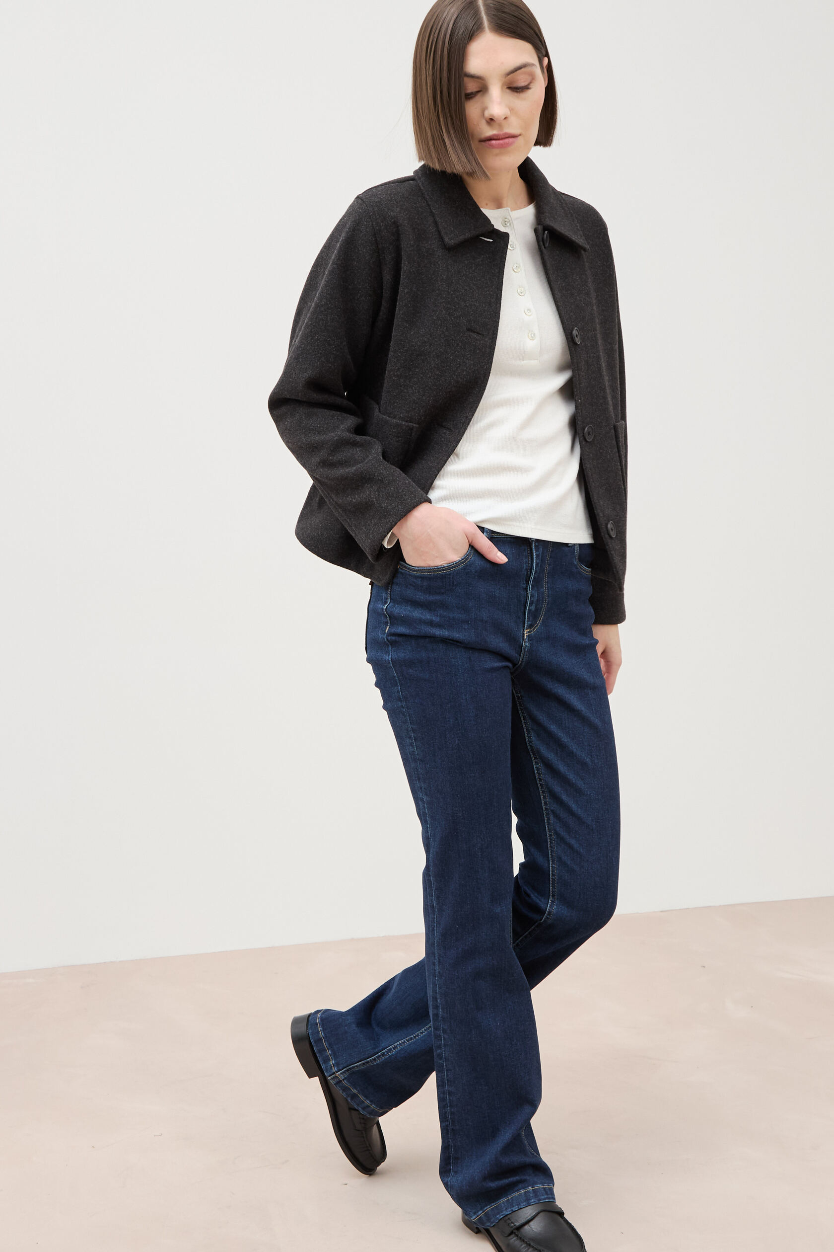 Jeans bootcut taille haute, BONOBO