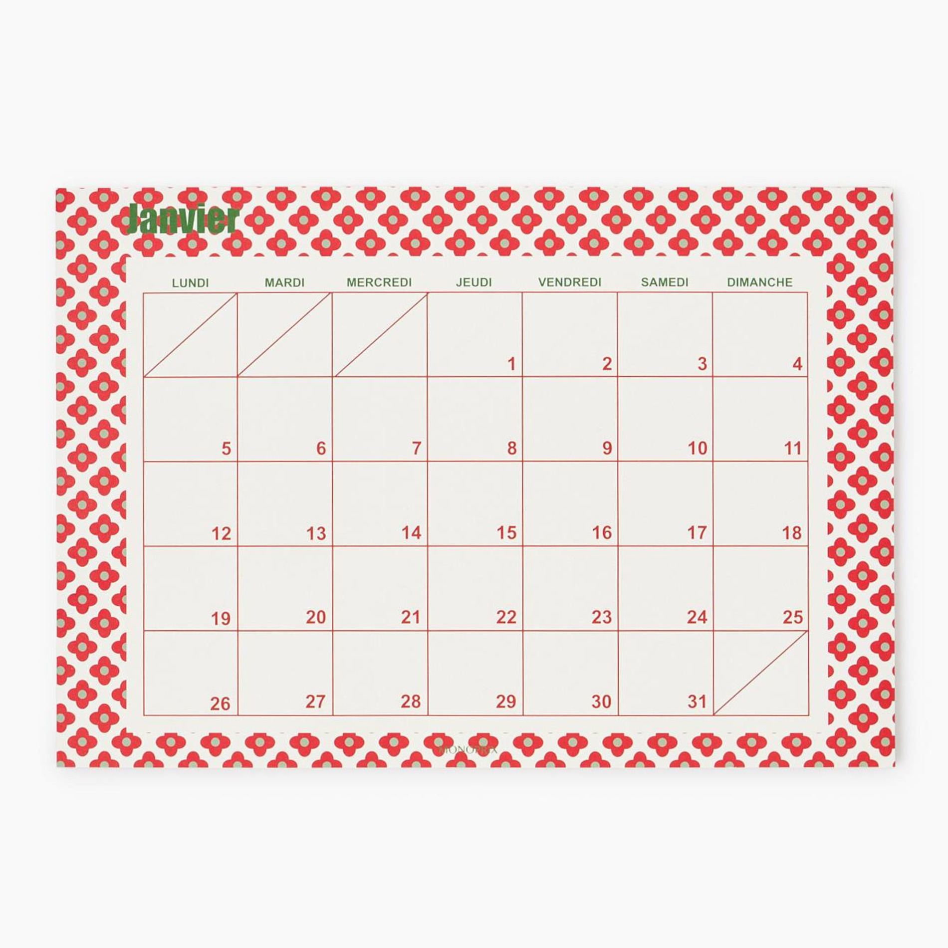 Calendrier, MONOPRIX