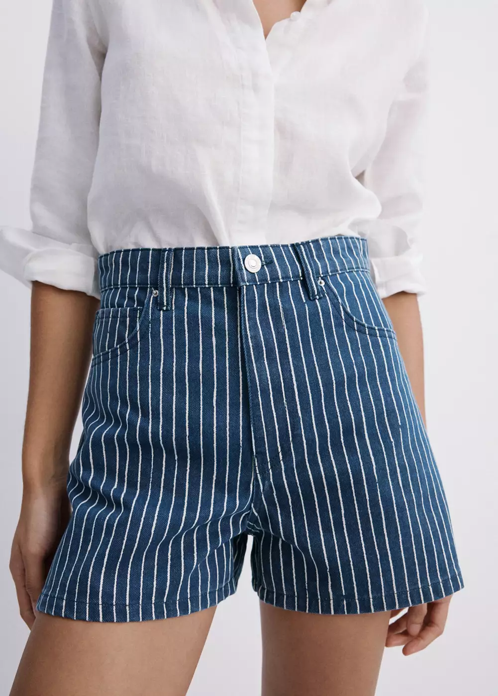 Short jean taille haute, MANGO