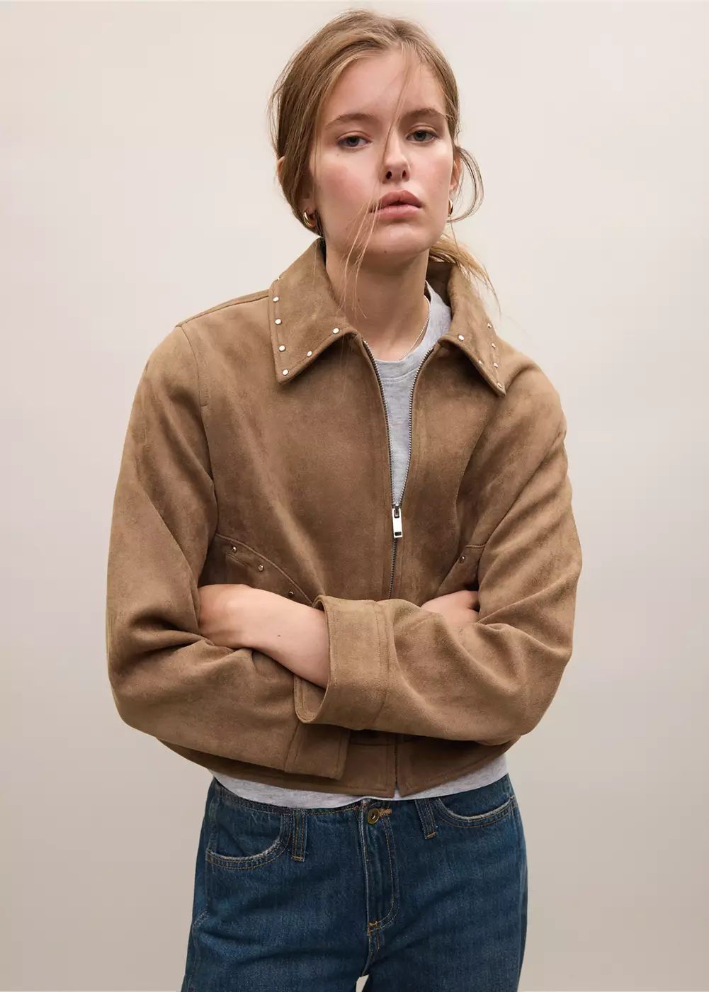 Veste effet daim à clous, MANGO TEEN