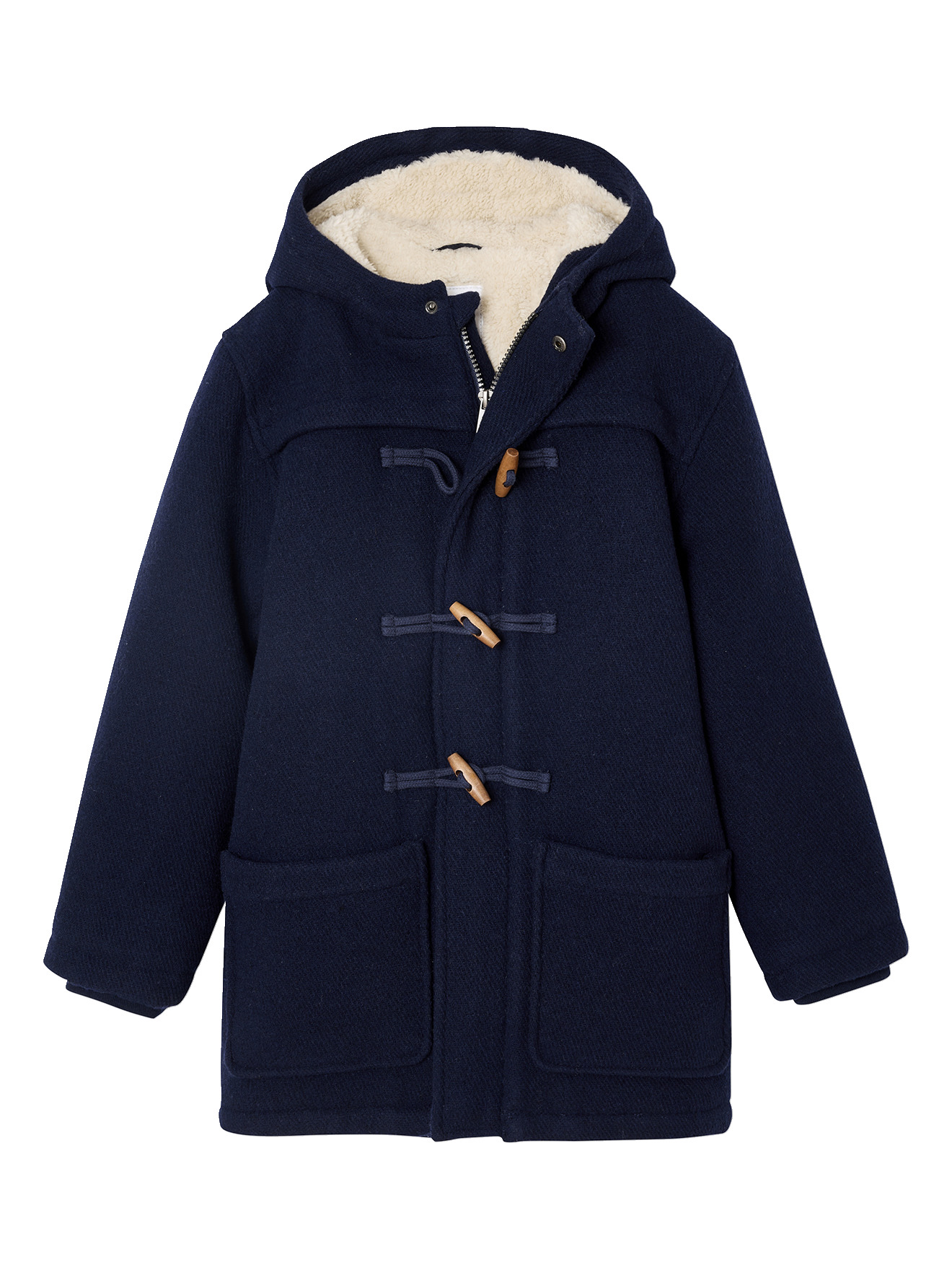 Duffle-coat en drap de laine doublé sherpa, VERTBAUDET